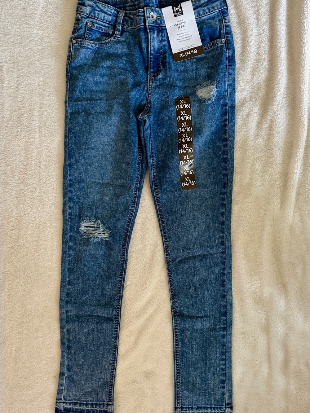 Girls Dark Blue Distressed Skinny Jeans - XL (14/16)